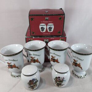Portmeirion A Christmas Story 4 Pedestal Mugs Salt Pepper Shaker Set Winget